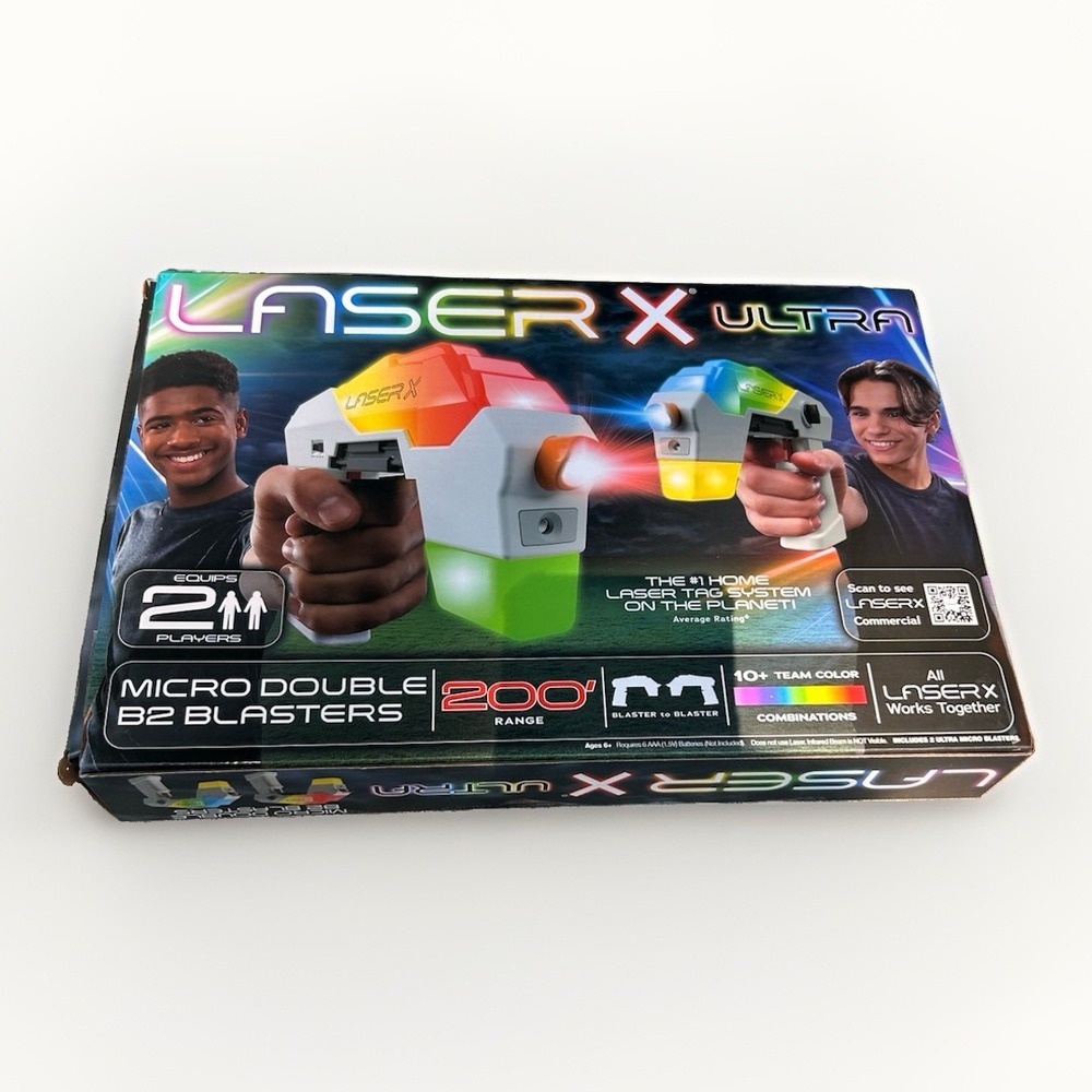 Laser X Ultra Micro B2 Blasters 2 Player Set 200 Foot Range White Grey 87561 6+